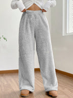 Women's Solid Color Loose Fleece Casual Pants