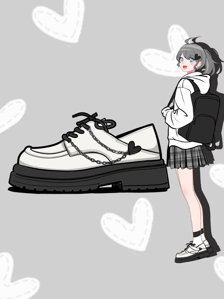 Thick Soled White Small Leather Shoes For Women