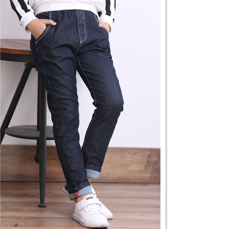 Boys' Jeans With Thick Fleece, Winter Children's Casual Wear