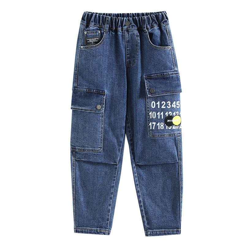 Boys Printed Girdled Jeans
