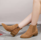 Pointed Suede Elastic Band, Thick Heel Casual Single Shoes For Women