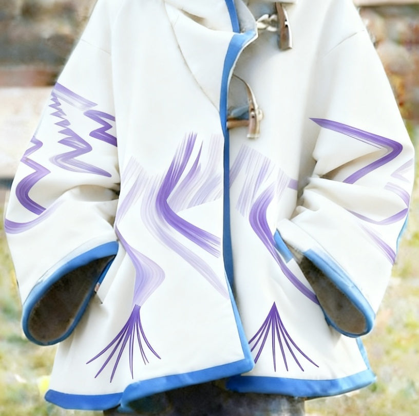 Winter New Women's Loose Retro Printed Woolen Coat