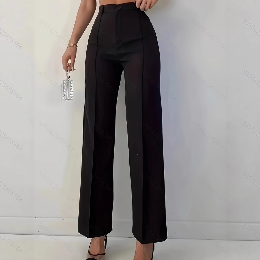 High Waist Slim Fit Solid Color Casual Pants