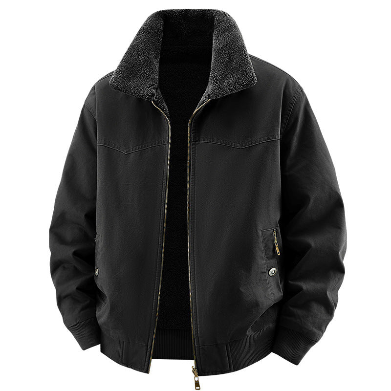 Men's Loose Casual Fleece-lined Thick Style Double-sided Warm Jacket