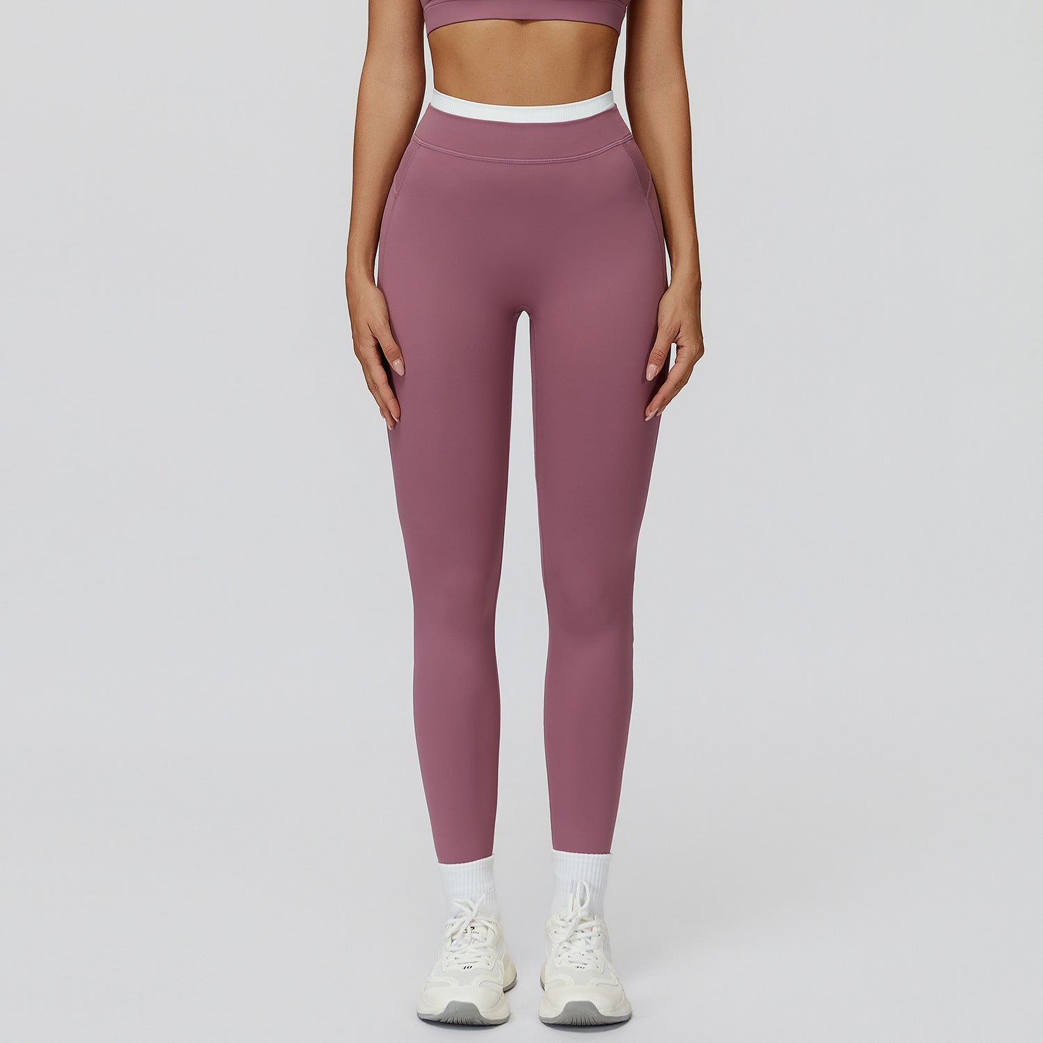 High Waist Contrast Color Tight Trousers Running Fitness Clothes