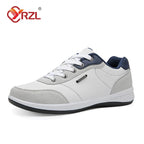 YRZL Men’s Waterproof Leather Walking Sneakers – Non-Slip Casual Sports Shoes for Spring and Autumn