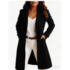 Women's Autumn And Winter Solid Color Polo Collar Mid-length Woolen Coat