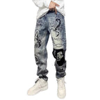 Slightly Pulled Doodle Hand Drawn Dirty Gradual Change From Black To Gray Jeans