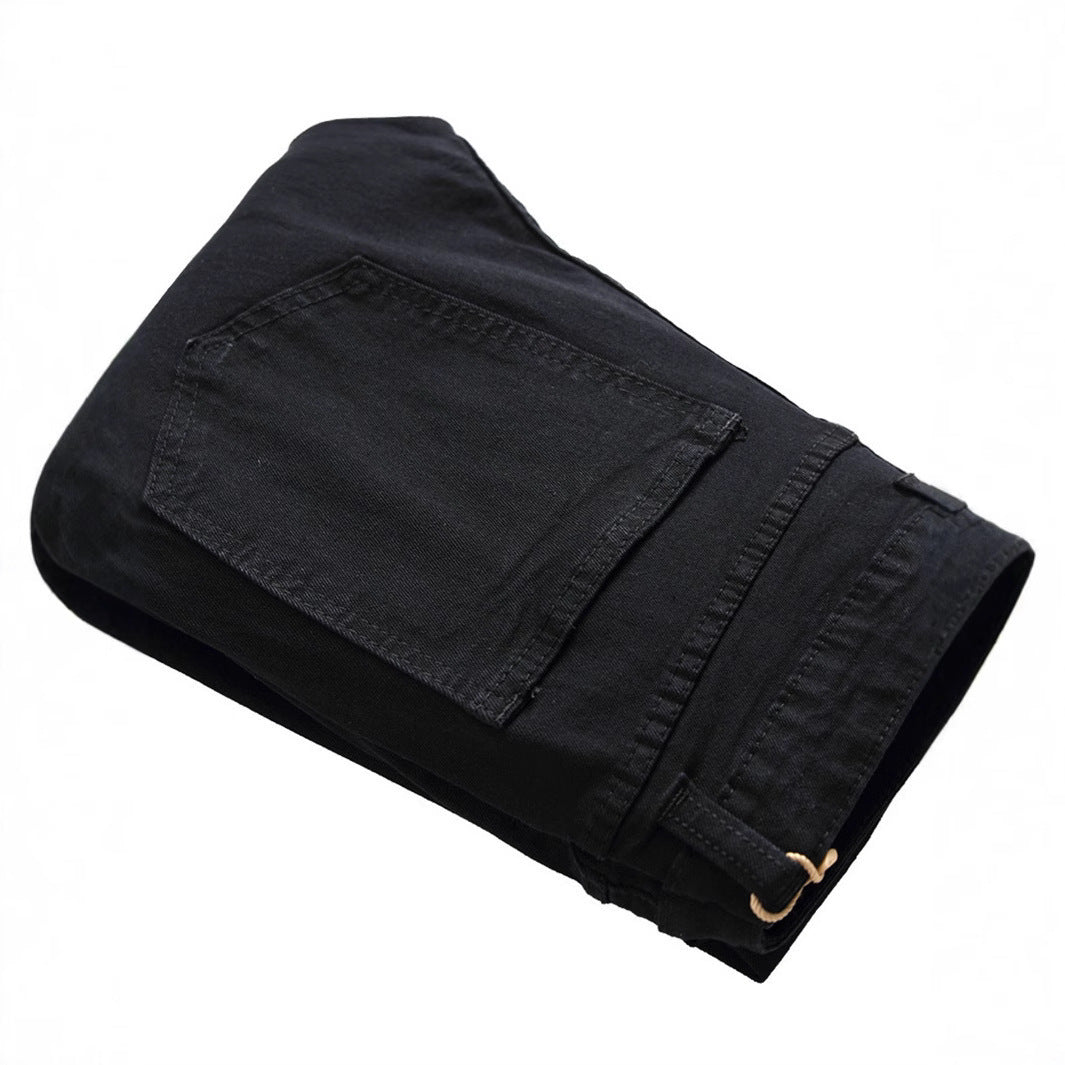 Tight Ripped Trendy Skinny Solid Color Simple Denim Trousers