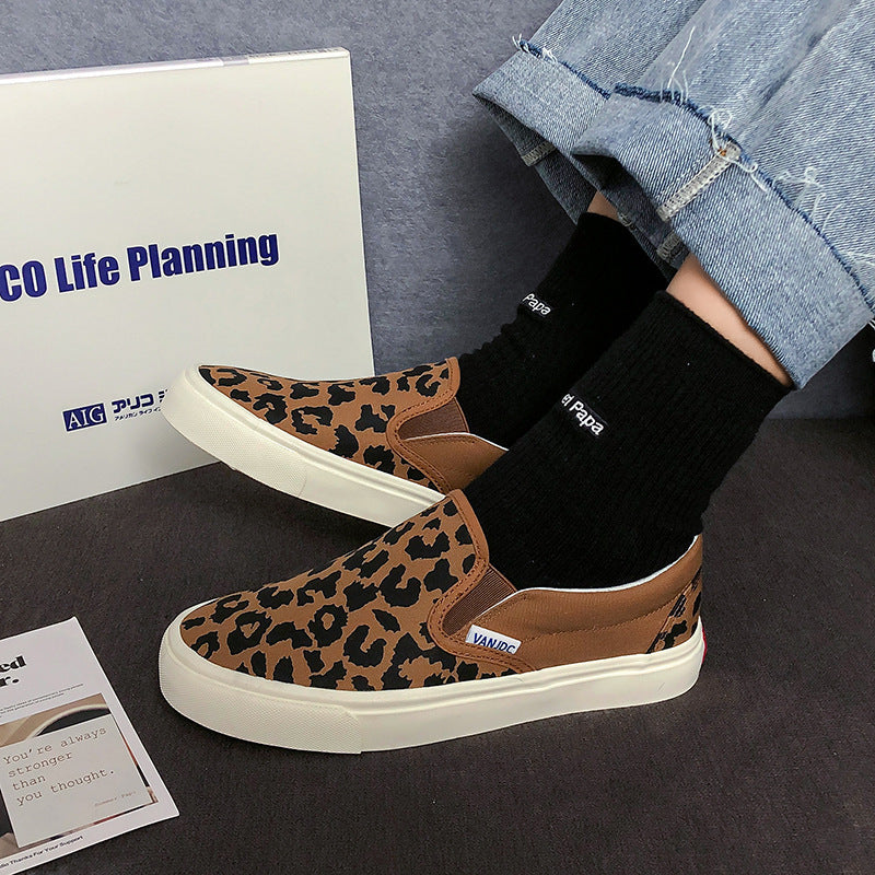 Summer Versatile Slip-on Leopard Print Canvas Shoes For Women