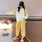 Girls Fashion Casual Printing Sweater Pants Suit