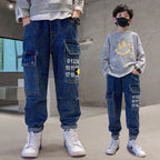 Boys Printed Girdled Jeans