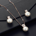 Versatile Square Pearl Earring and Necklace Jewelry Set