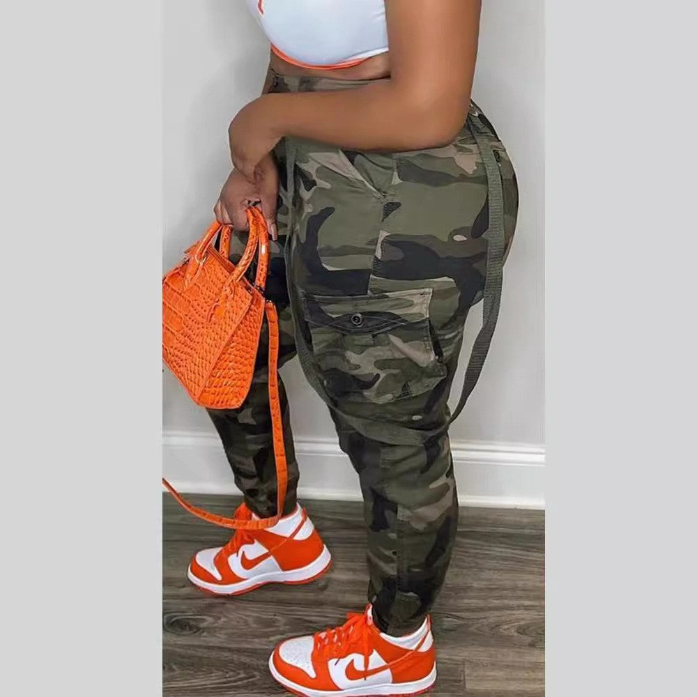 Fashion Camouflage All-match Ankle-tied Overalls