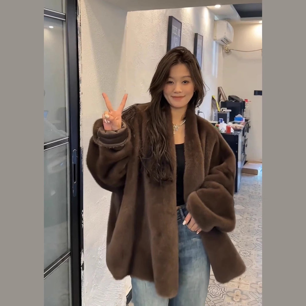 Short Leather Fur Coat Mink