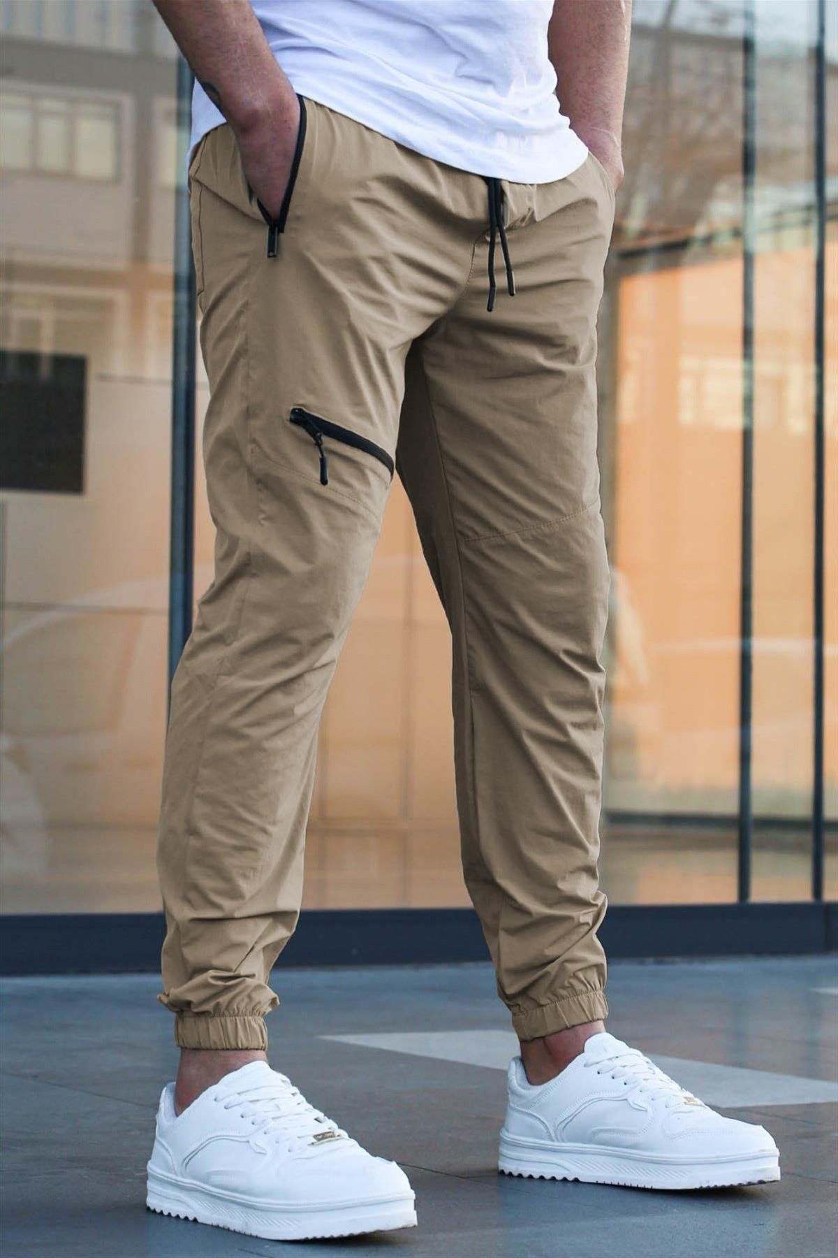 Men's Zipper Overalls Retro Casual Jogger Pants