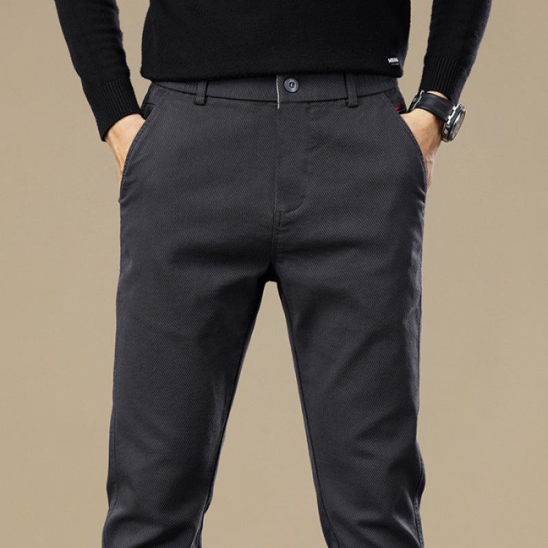 Men's Fleece-lined Slim Fit Tapered Casual Pants