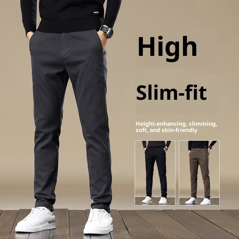 Men's Fleece-lined Slim Fit Tapered Casual Pants