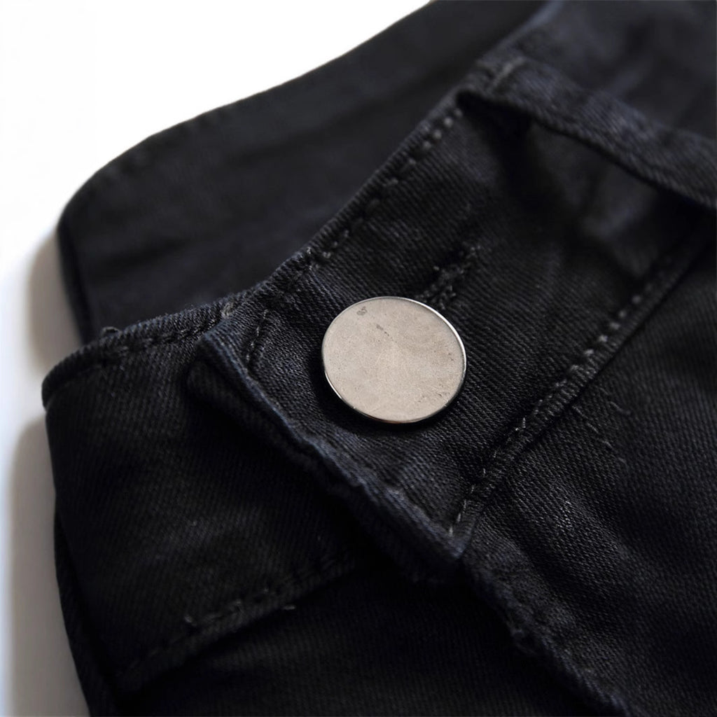 Tight Ripped Trendy Skinny Solid Color Simple Denim Trousers