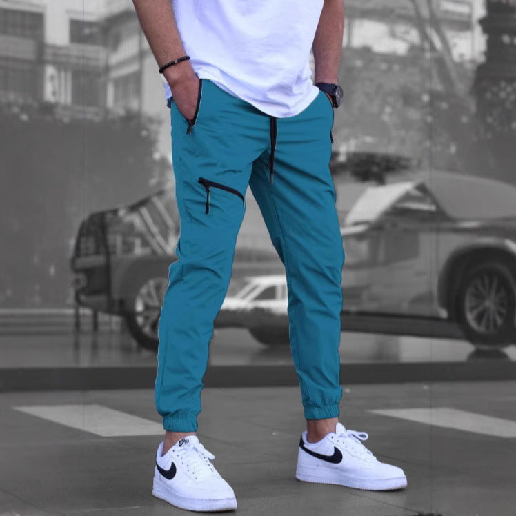 Men's Zipper Overalls Retro Casual Jogger Pants
