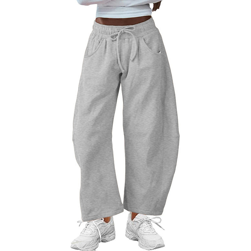 Fashion Loose Sports Drawstring Pocket Cropped Sweatpants