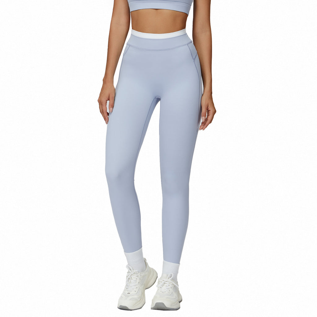High Waist Contrast Color Tight Trousers Running Fitness Clothes