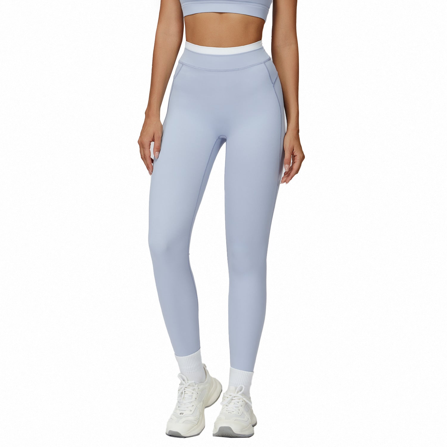 High Waist Contrast Color Tight Trousers Running Fitness Clothes