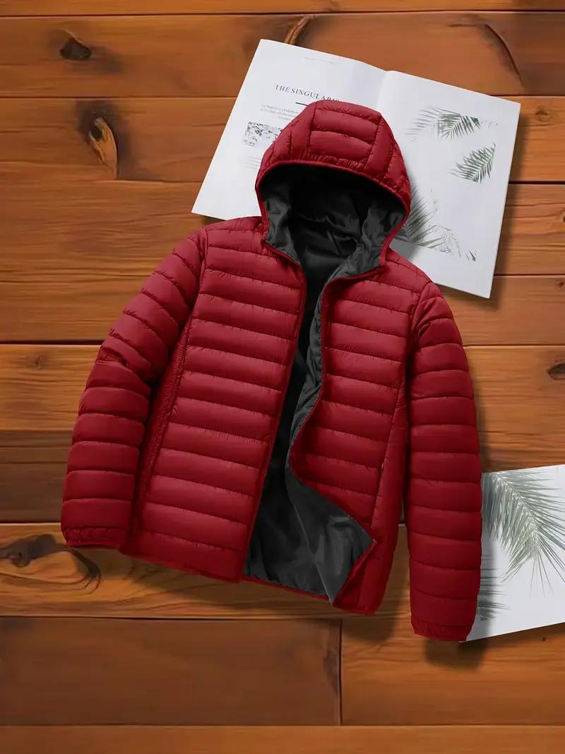 Men's Lightweight Hooded Winter Jacket - Full-Zip Coat with No Bulk Design