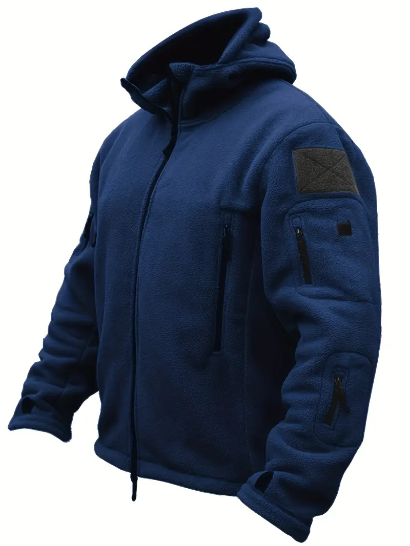 Men's Fleece Jacket - Warm Winter Hooded Zip-Up Sweatshirt with Pockets