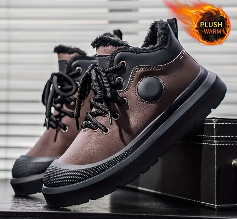 Men's Winter Snow Boots - Heavy-Duty PU Upper & PVC Sole with Warm Thermal Lining