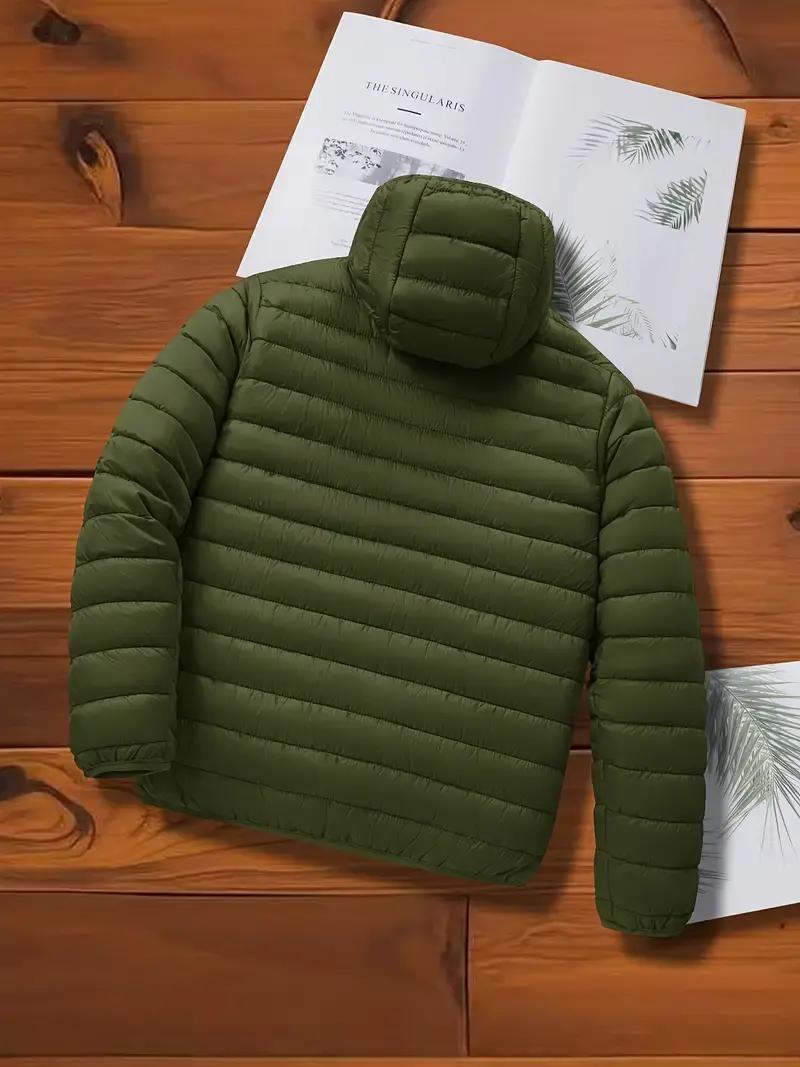 Men's Lightweight Hooded Winter Jacket - Full-Zip Coat with No Bulk Design