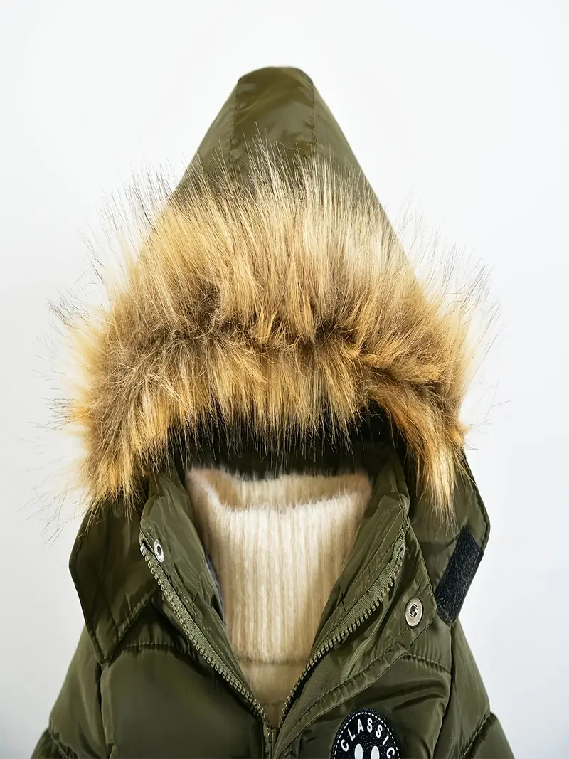 Boys' Casual Hooded Winter Coat - Fleece-Lined Zip-Up Jacket