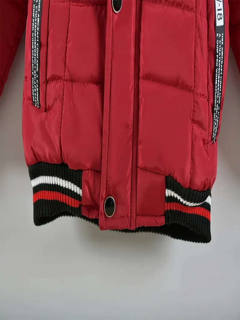 Boys' Casual Hooded Winter Coat - Fleece-Lined Zip-Up Jacket