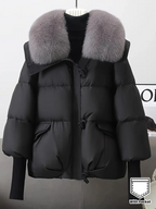 Removable Faux Fur Lined Thickened Winter Coat - Casual Loose Fit A-Line Cut