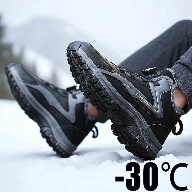 Men's Snow Boots - Durable Warm Winter Hiking Shoes for Outdoor Activities