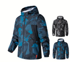 Men's Heavyweight Windproof Jacket - Thermal Insulated Hooded Coat with Camouflage Design