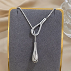Elegant Vintage Y-Necklace, Stainless Steel Waterdrop Pendant