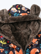 Girls' Reversible Hooded Winter Jacket - Two-in-One Coat with Animal Print