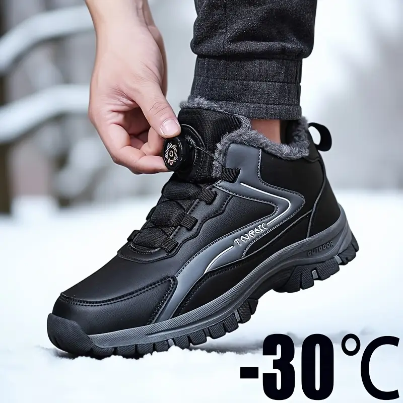 Men's Snow Boots - Durable Warm Winter Hiking Shoes for Outdoor Activities