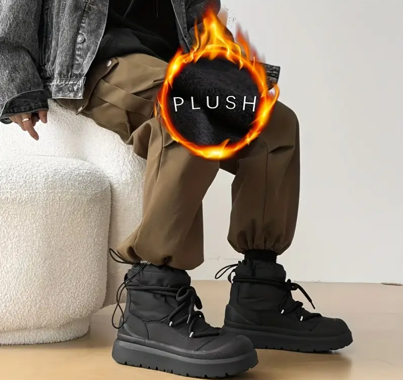 Men's High-Top Winter Boots - Heavy-Duty All-Terrain with Thick Rubber Sole & Warm Lining