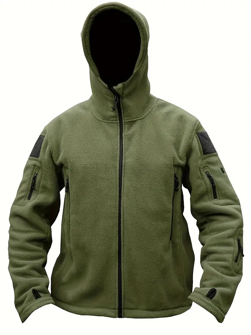 Men's Fleece Jacket - Warm Winter Hooded Zip-Up Sweatshirt with Pockets