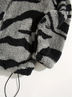 Aztec Pattern Fuzzy Jacket, Casual Zip Up Outwear For Winter & Fall