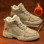 Men's Thermal Insulated Winter Snow Boots - Plush Fleece Lining with Striped Design