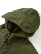 Men's Fleece Jacket - Warm Winter Hooded Zip-Up Sweatshirt with Pockets