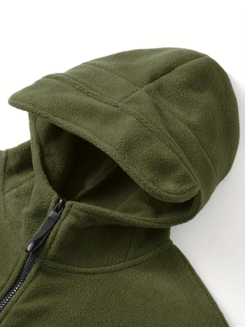 Men's Fleece Jacket - Warm Winter Hooded Zip-Up Sweatshirt with Pockets