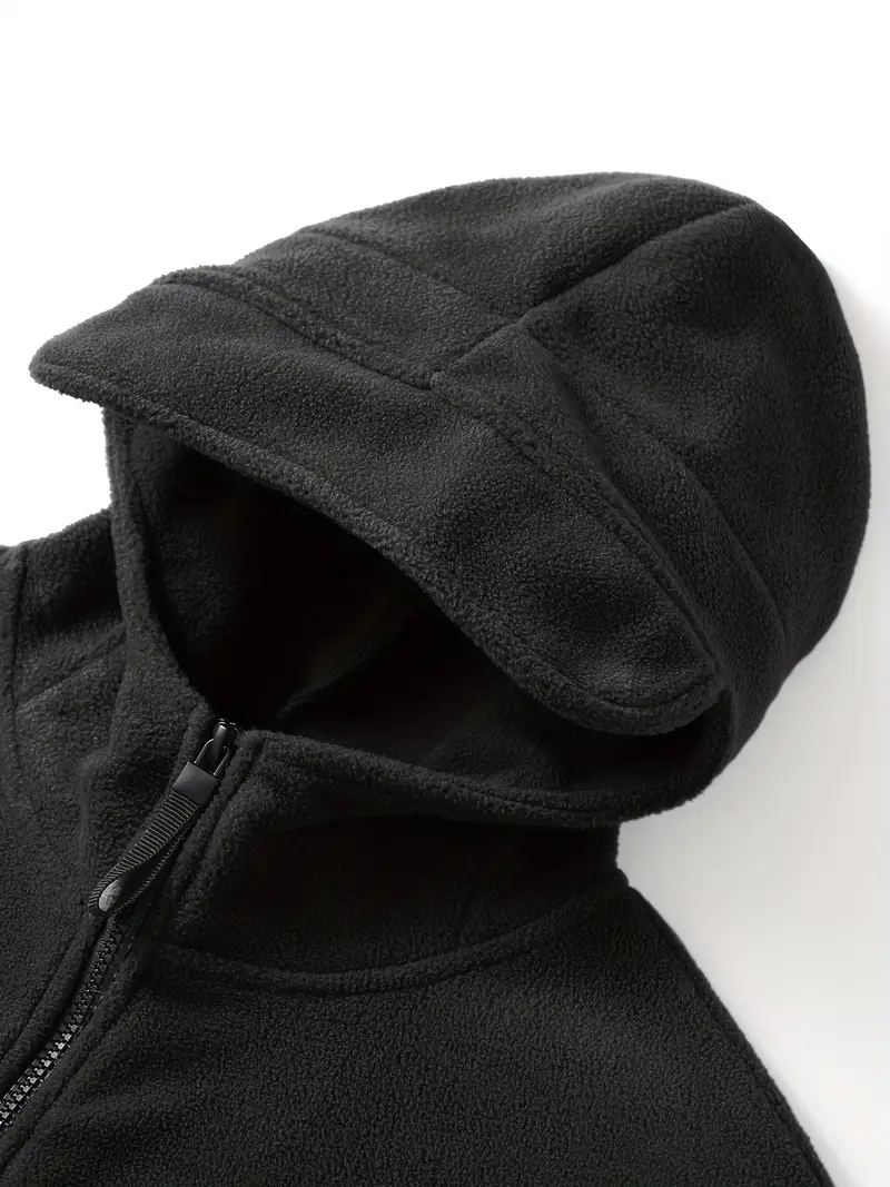 Men's Fleece Jacket - Warm Winter Hooded Zip-Up Sweatshirt with Pockets