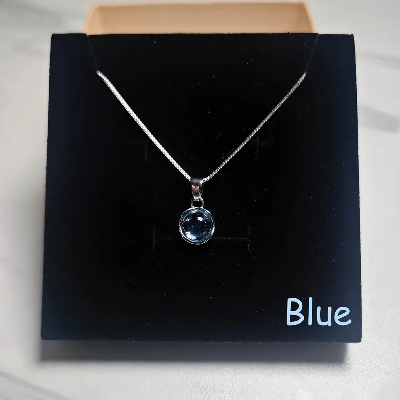 Elegant Blue Gemstone Pendant Necklace - Turquoise with Sparkling Accents