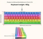 61-Key Fully Transparent Wired Gaming Keyboard with RGB Backlight - Ultra-Compact 60% Mini Keyboard