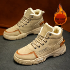 Men's Thermal Insulated Winter Snow Boots - Plush Fleece Lining with Striped Design