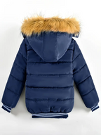 Boys' Casual Hooded Winter Coat - Fleece-Lined Zip-Up Jacket